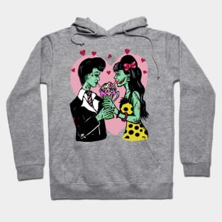 Zombie Fifties Lovers Drinking Brain Milk Shakes Hoodie